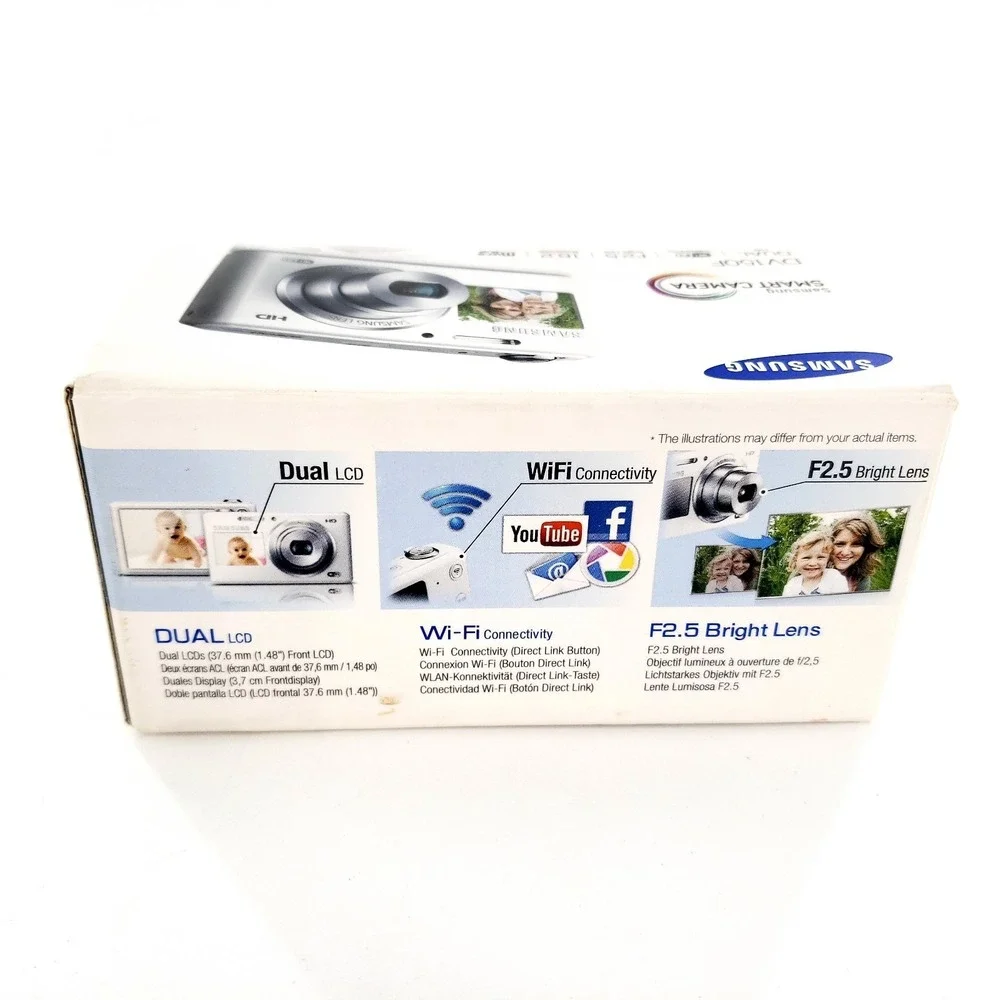 Samsung DualView DV150F 16.2MP Digital Camera White Complete In Box Tested Works